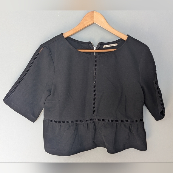 Mustard Seed Tops - Mustard Seed Women's Black Short Sleeve Peplum Top Dark Academia Modern Chic